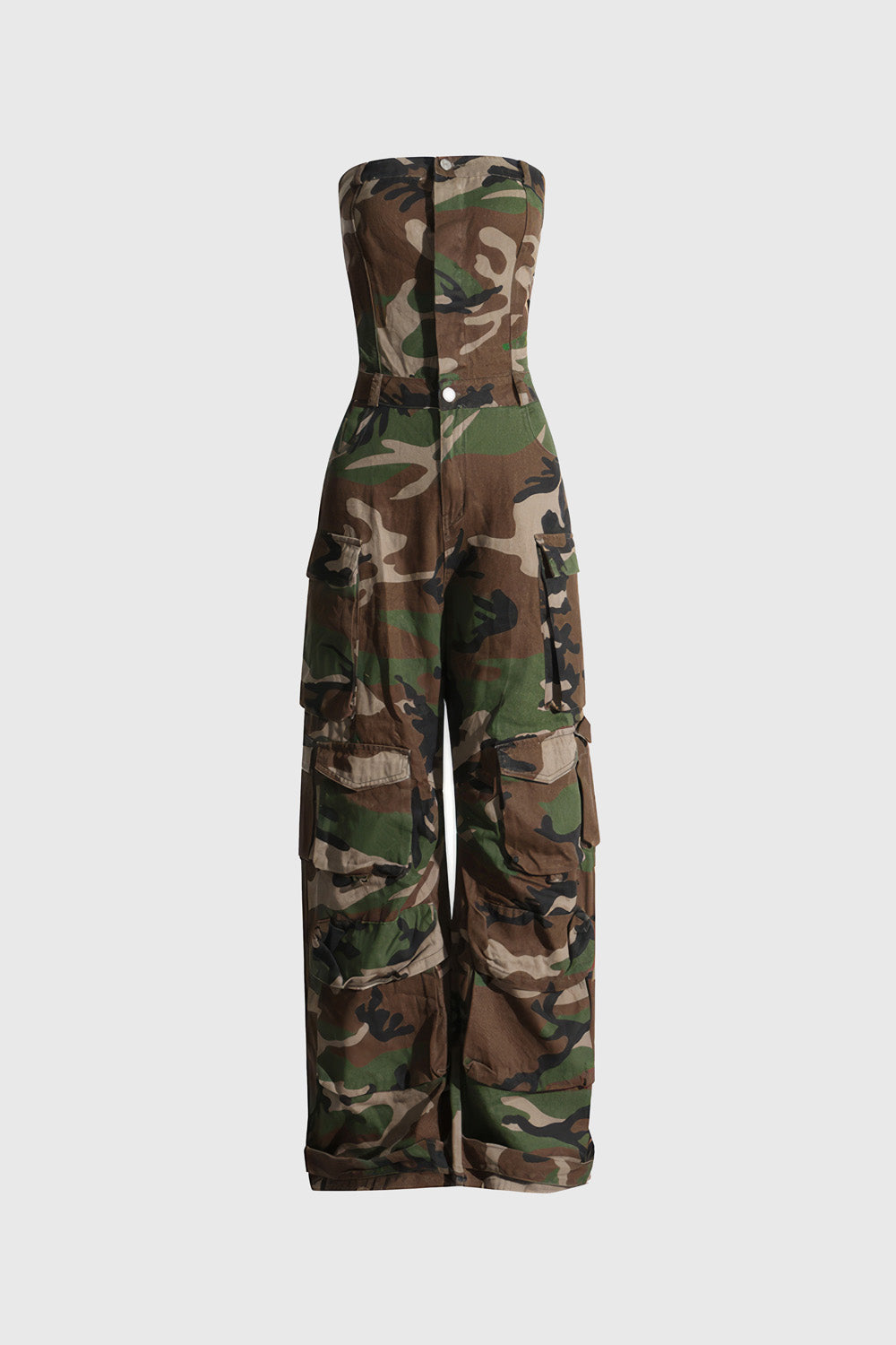 Langer Jumpsuit im Army-Muster - Grün &amp; Braun