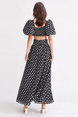 Polka Dot 2-Piece Set - Black