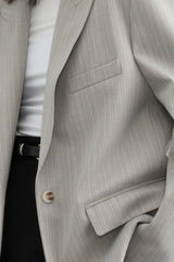 Blazer de rayas de botonadura sencilla - Gris