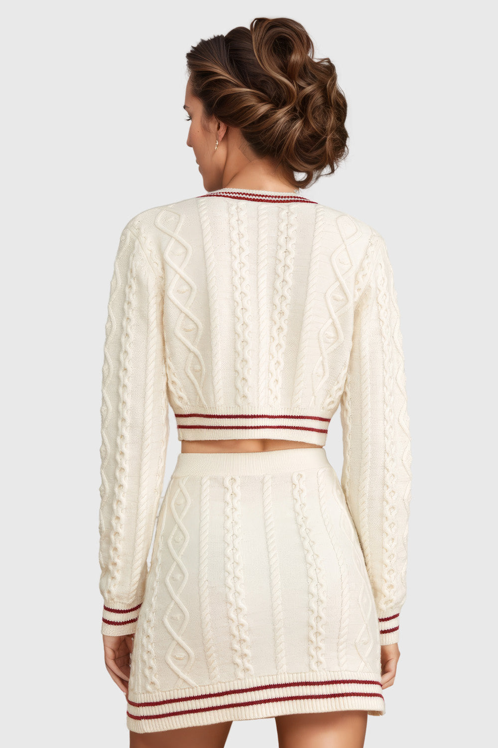 Gestrickter kurzer Cardigan - Weiß