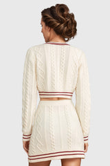Gestrickter kurzer Cardigan - Weiß