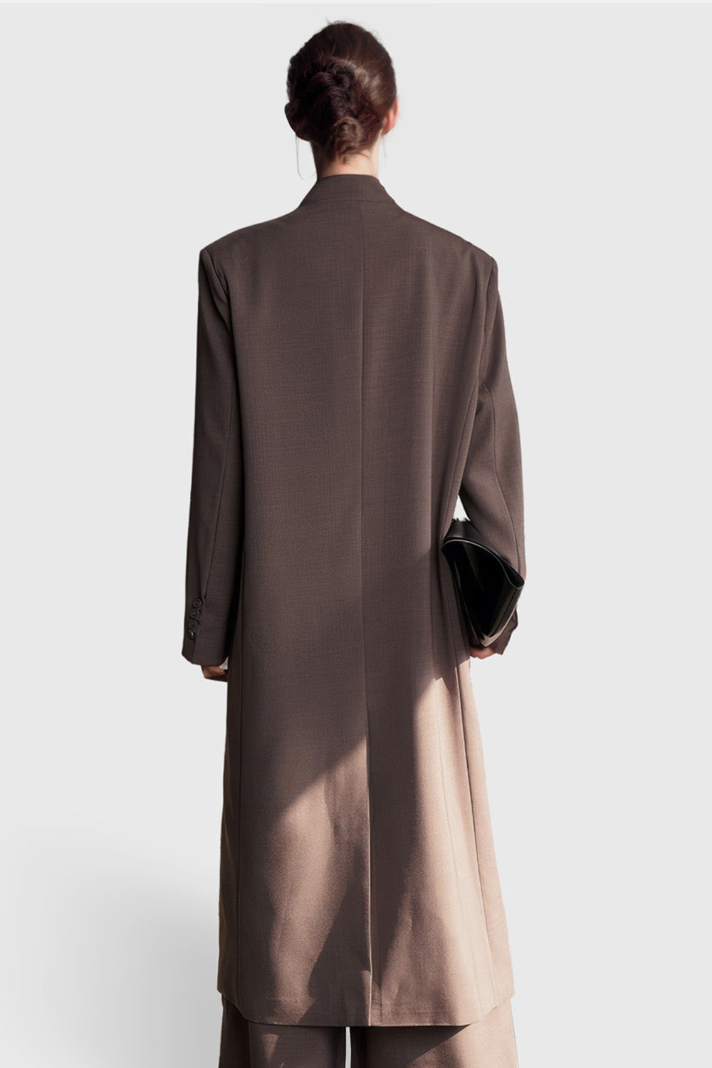 Blazer cruzado largo y holgado - Marrón