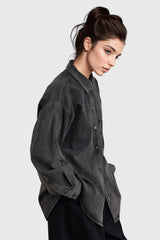Oversized Denim Jacket - Dark Grey