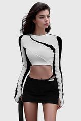 Fitted Casual Long Sleeve Top - White