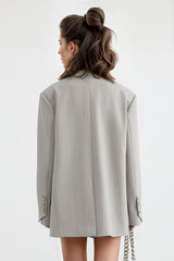 Blazer de rayas de botonadura sencilla - Gris