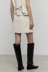 Asymmetrical Mini Skirt - Beige