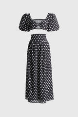 Polka Dot 2-Piece Set - Black