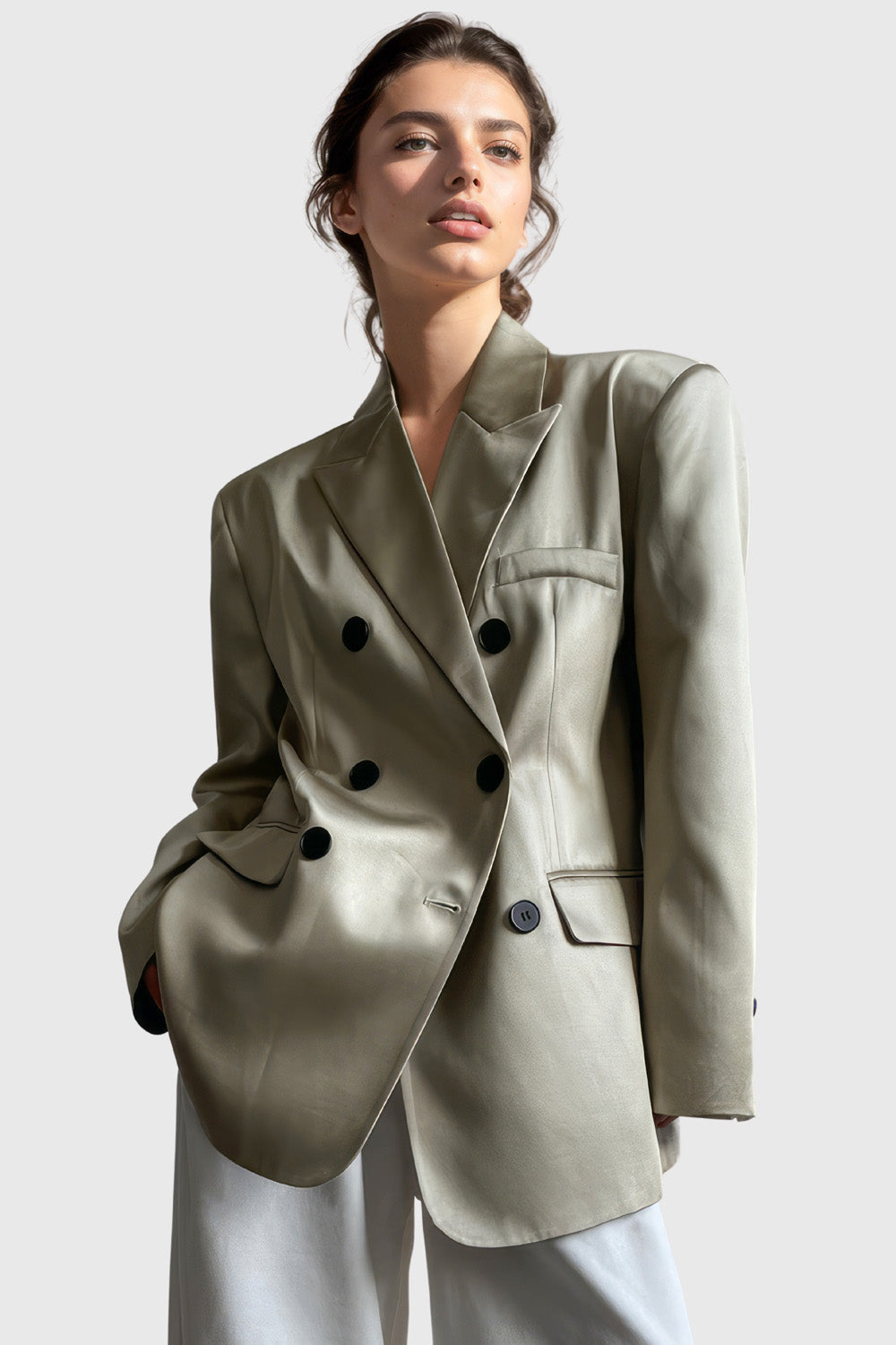 Leather Loose Blazer- Green