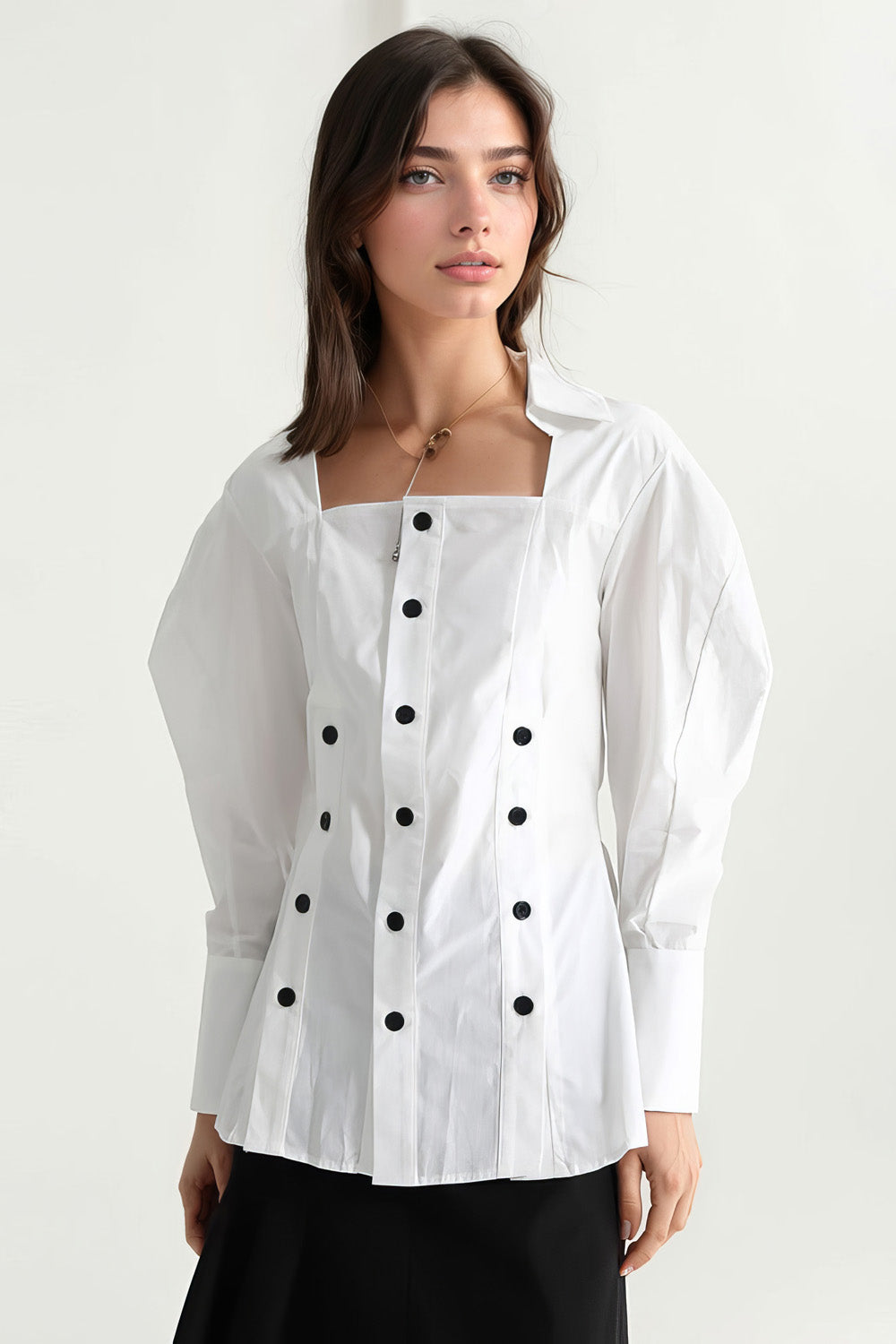 Camisa acampanada con mangas anchas - Blanca