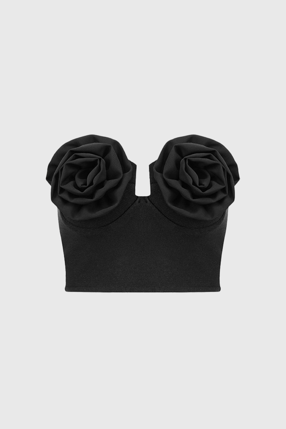 Bandeau-Top mit Rosenmuster - Schwarz