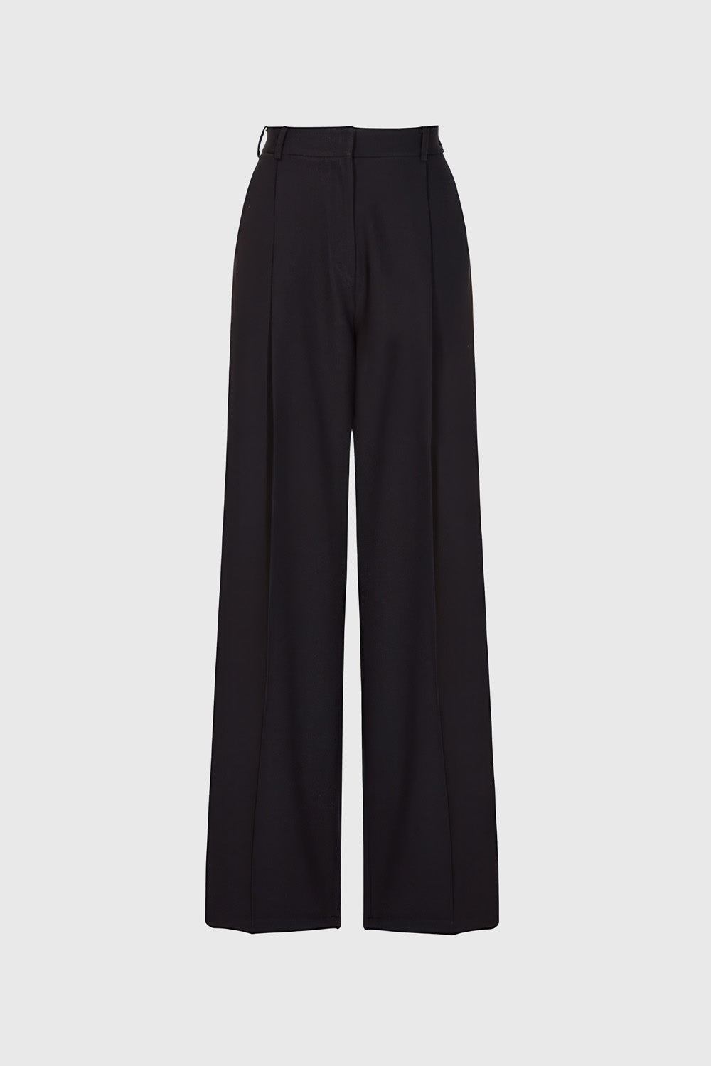 High Waisted Trousers with Topstitching - Black