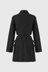 Vestido Blazer Corto con Cinturones - Negro