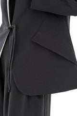 Blazer a medida con cuello en contraste - Negro