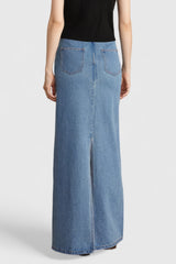 Maxi-Jeansrock mit verkürzter Taille - Blau