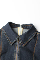 Off Shoulders Denim Top  - Dark Blue