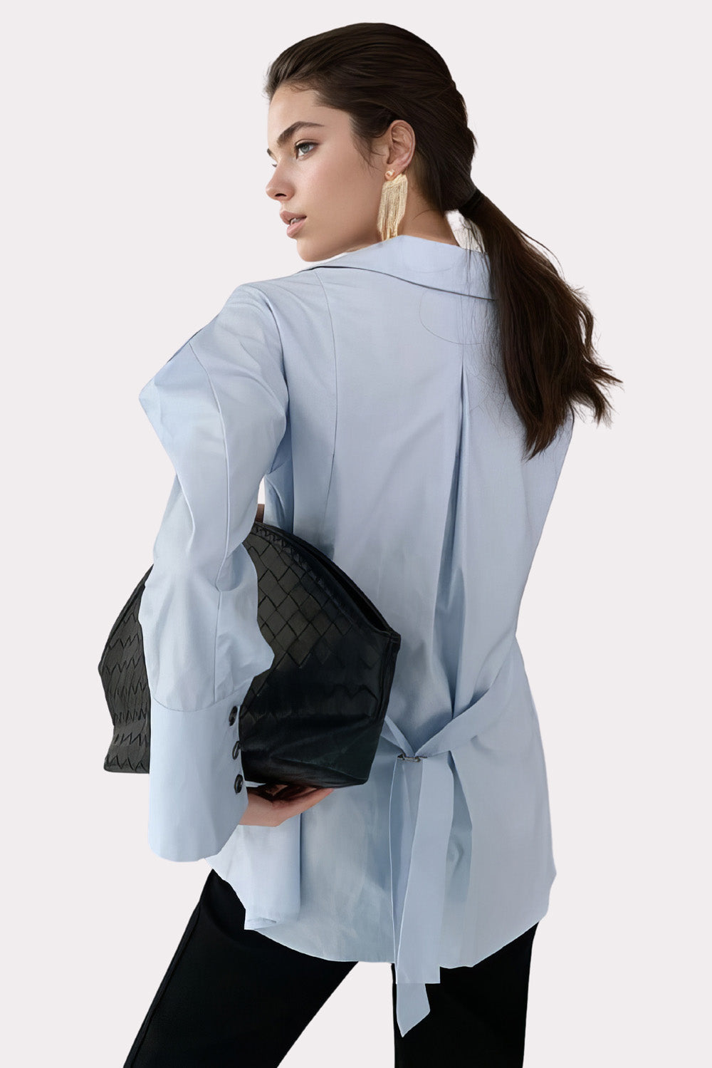 Cambered Shirt with Oversized Sleeves - Blue