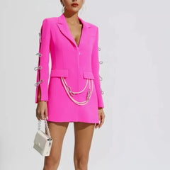 BlazerDRESS with CUT OUT SLEEVES - Fuchsia