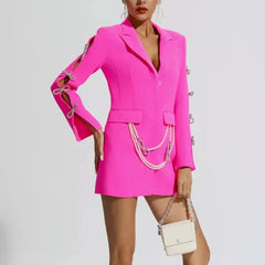 BlazerDRESS with CUT OUT SLEEVES - Fuchsia