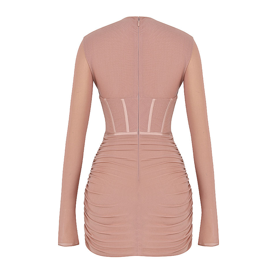 EMA LONG SLEEVE LACE UP MINI DRESS