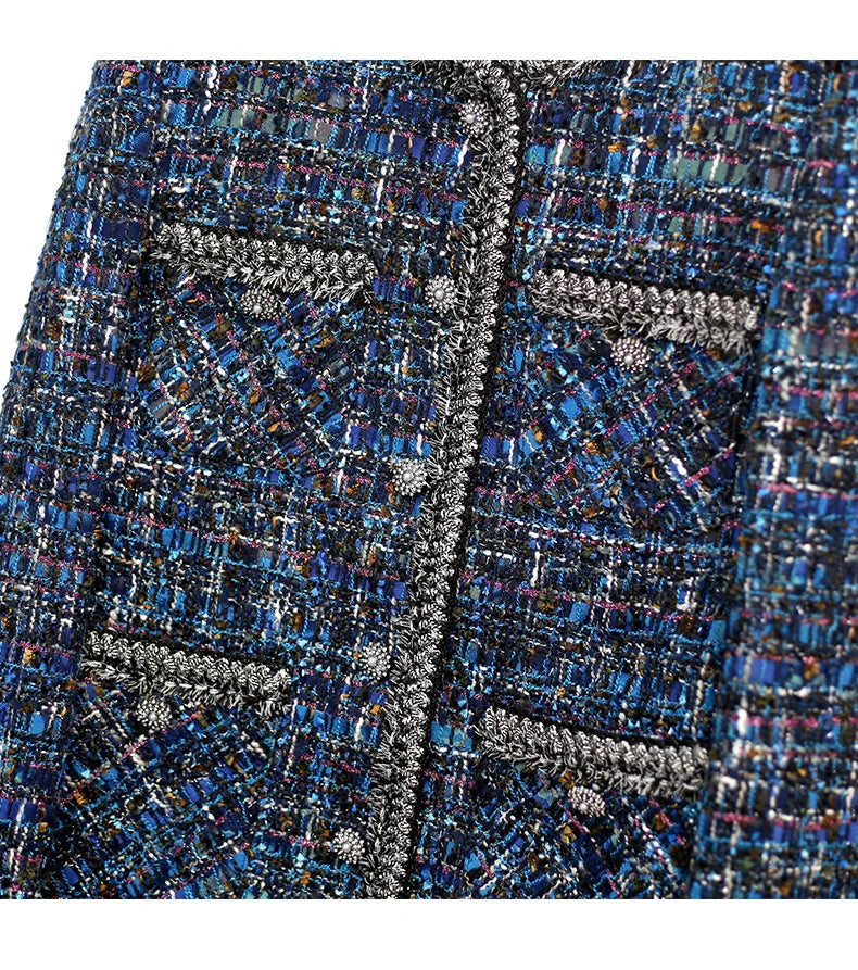 Chaqueta de tweed azul para mujer: un clásico de alta sociedad