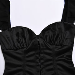 CHIYOKO Black MINI DRESS with CORSET and RUFFLES