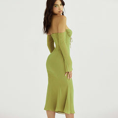 EGYTH LONG SLEEVE STRAPS MIDI DRESS