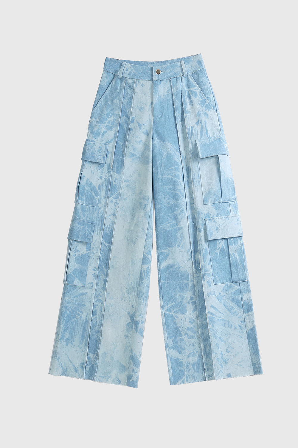 Wide Leg Jeans mit Nähten - Blau