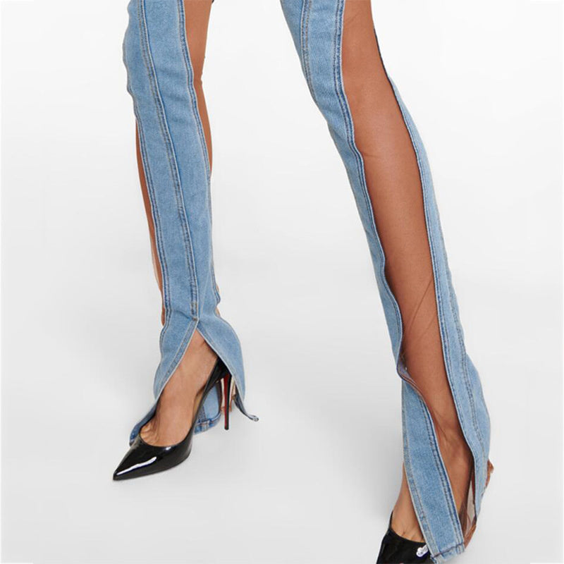 MIDORY Mesh HOCHTAILLIERTE PATCHWORK-JEANS