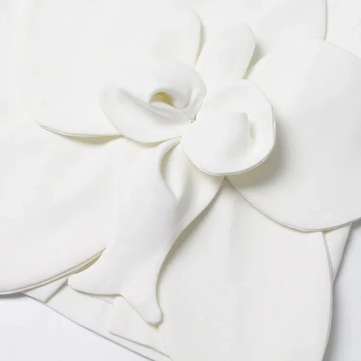 WHITE BlazerDRESS with Flower DETAIL