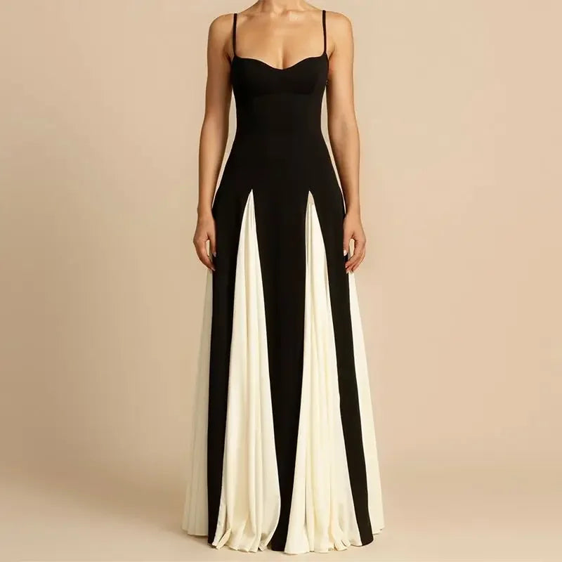 SPLING Black and WHITE MAXI DRESS