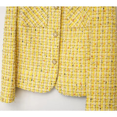 Yellow Luxury Woven Tweed Coat - Small Fragrance Jacket