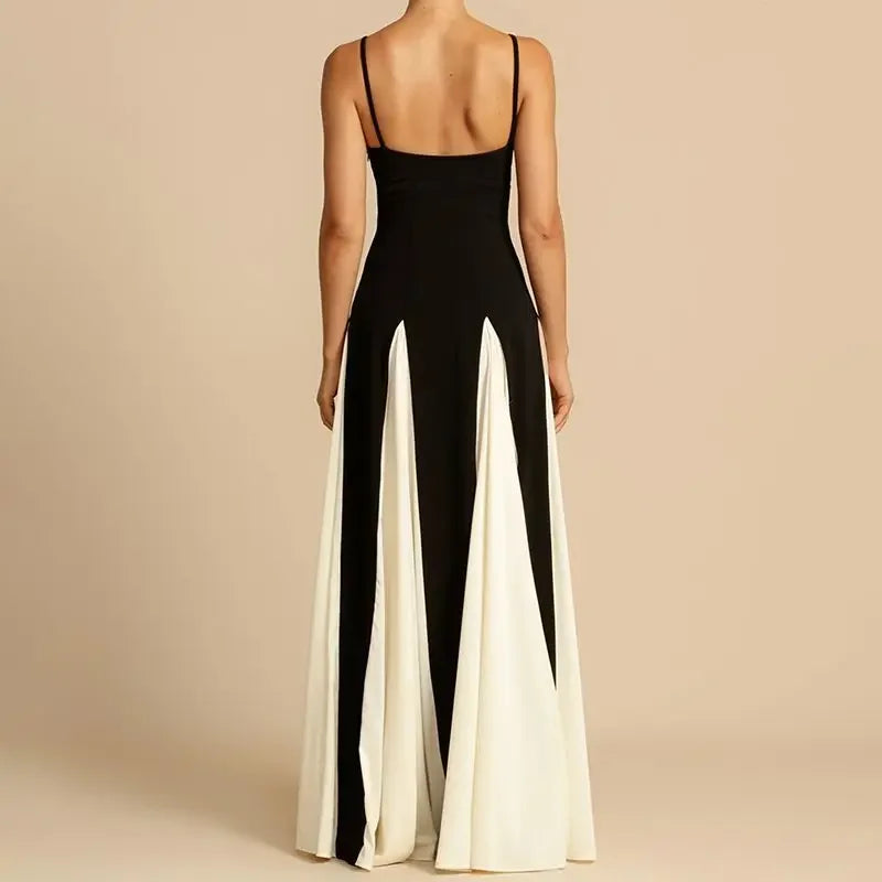 SPLING Black and WHITE MAXI DRESS