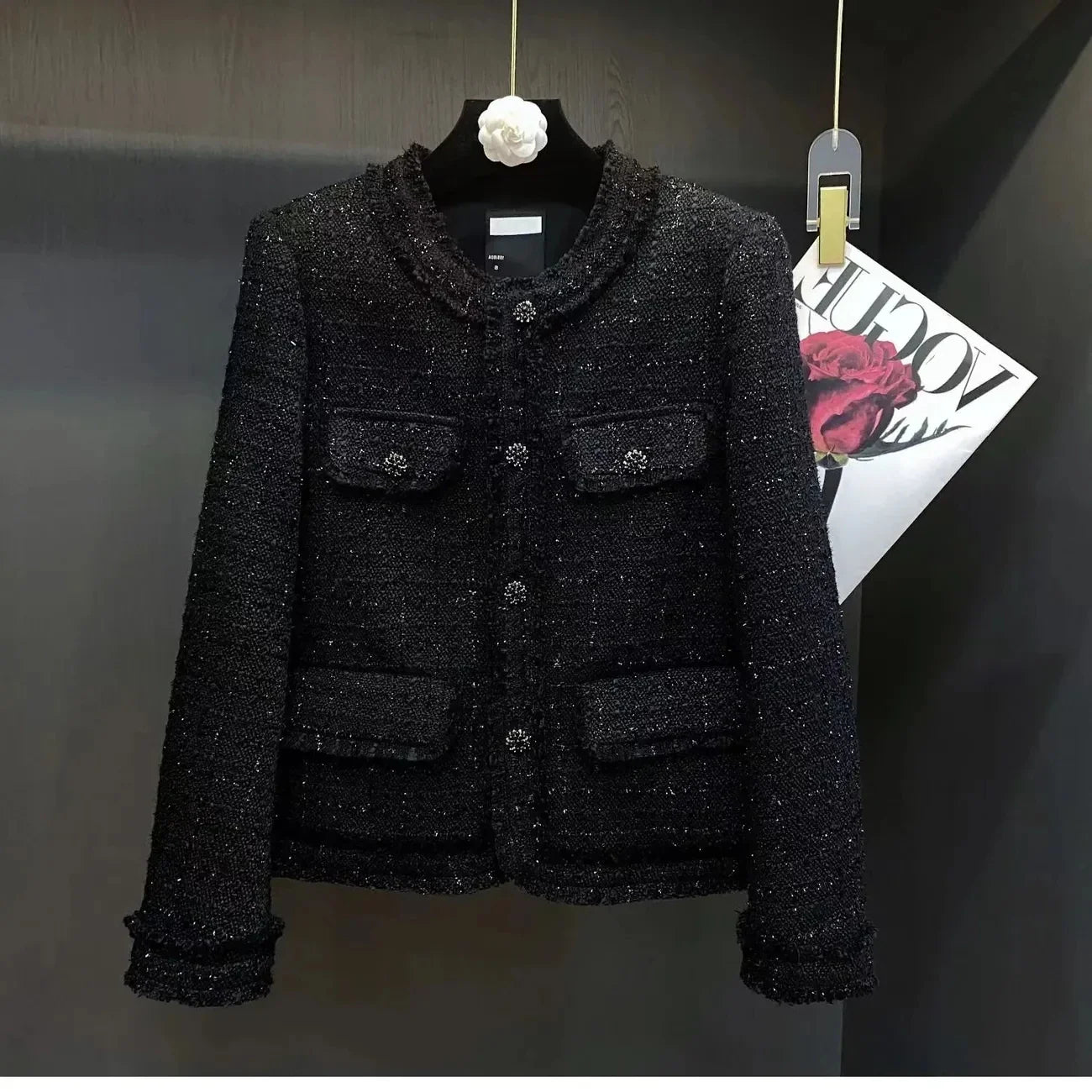 Schwarzer Tweed-Blazer - Herbst/Winter 2024