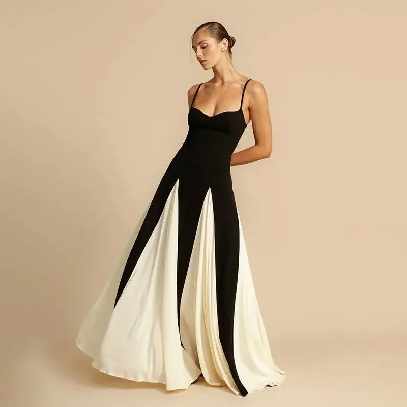 SPLING Black and WHITE MAXI DRESS