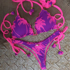 Bikini de tiras divididas estilo hawaiano 