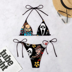 Vintage Halloween Skull Strap Bikini