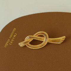 ART NOUVEAU 18K Gold Plated Sculptural Textured Knot Brooch