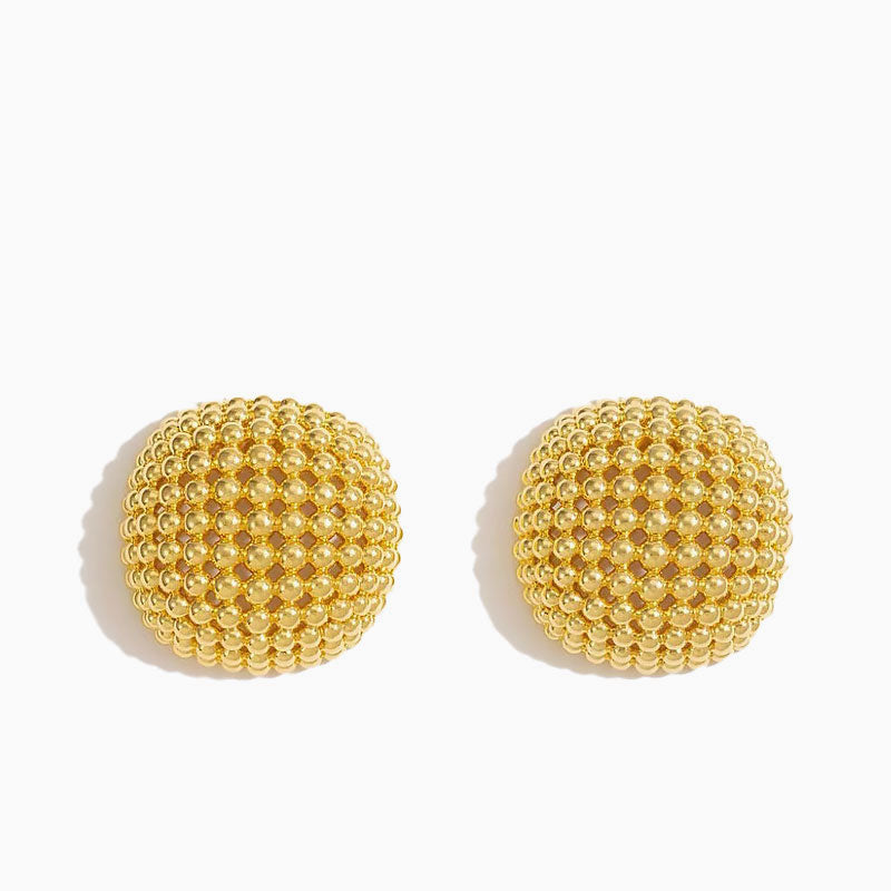 ZURÜCK ZU 19C Metallic Rundschliff Mesh Mini Ball Halb Creolen Ohrstecker