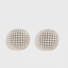 ZURÜCK ZU 19C Metallic Rundschliff Mesh Mini Ball Halb Creolen Ohrstecker