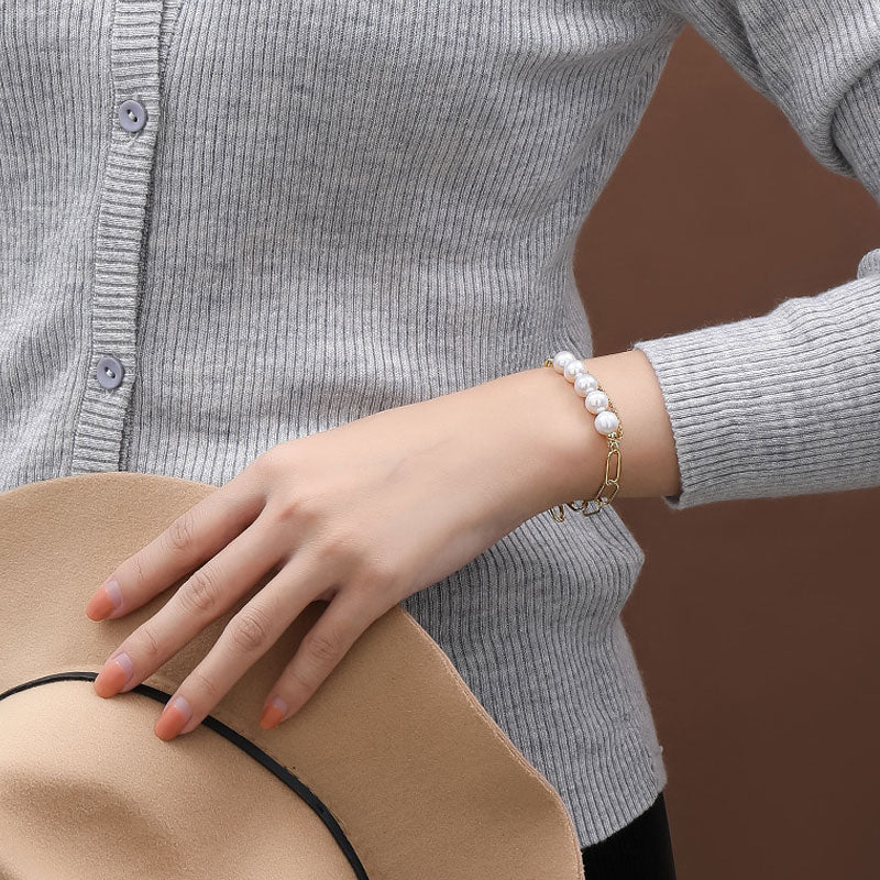 Armband mit barocker Süßwasserperle und Büroklammer aus Sterlingsilber