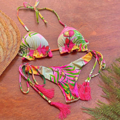 Hawaiianischer Fransen-Split-Bikini 