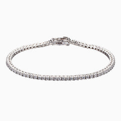 Chic Rhodium Plated Sterling Silver 2MM Cubic Zirconia Tennis Bracelet