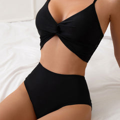 High Waist Moderate Twist Bralette Brazilian Two Piece Bikini Swimsuit