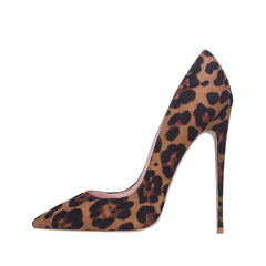 Zapatos de tacón de aguja clásicos con estampado de leopardo y punta puntiaguda - Marrón oscuro