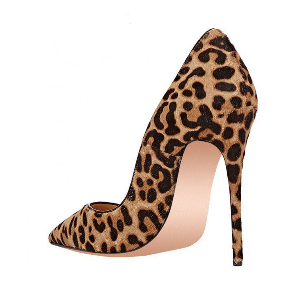 Classic Leopard Print Pointed Toe Stiletto Pumps - Light Brown