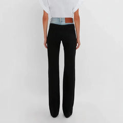 Color Block Denim Pants for Women