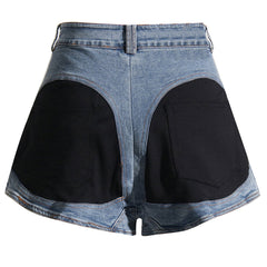 Moderne Jeansshorts mit hoher Taille und weitem Bein und kontrastierendem Spleiß