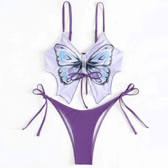 Cute Butterfly Tie String Bralette Brazilian Two Piece Bikini Swimsuit