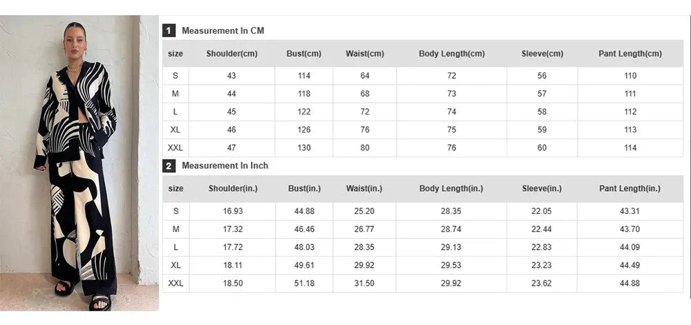 2-teiliges Digitaldruck-Set für Damen: Oberteil und weite Hose 