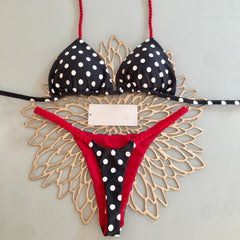 bikini de tirantes con estampado de lunares